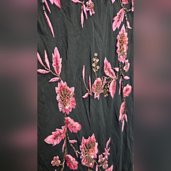 Xscape Y2k formal floral beading cascading black maxi dress - Picture 11 of 16